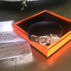 Hermès Authentic Black Leather/YG Bracelet XS $600